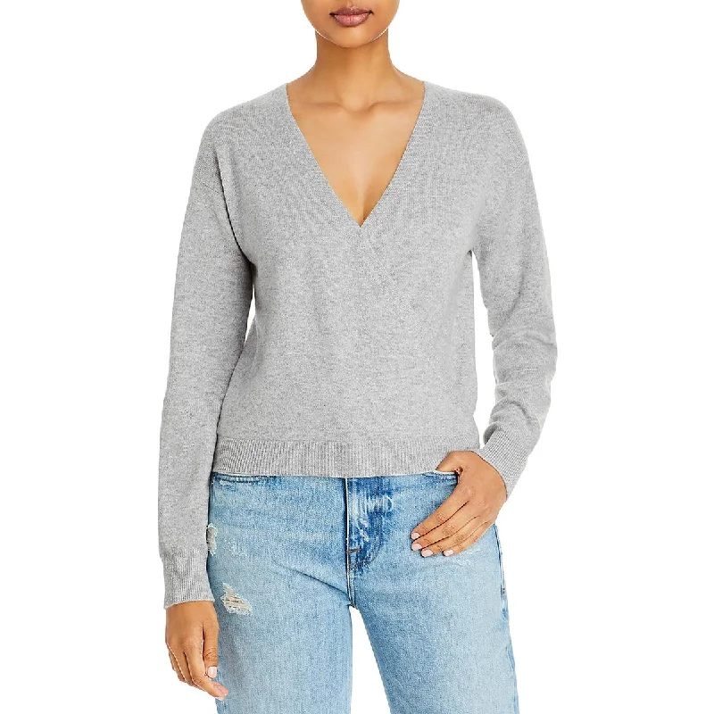 Aqua Cashmere Womens Faux Wrap Cashmere Wrap Sweater