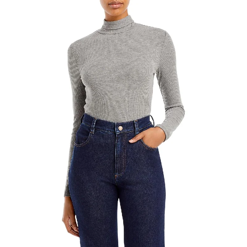 Aqua Womens Ribbed Heathered Turtleneck Sweater