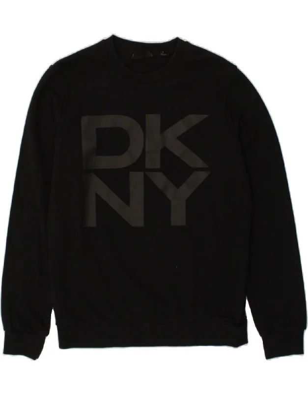 DKNY Womens Graphic Sweatshirt Jumper UK 14 Medium Black Cotton