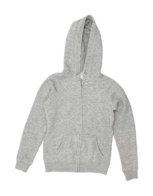 JACK WILLS Womens Zip Hoodie Sweater UK 8 Small  Grey Cotton