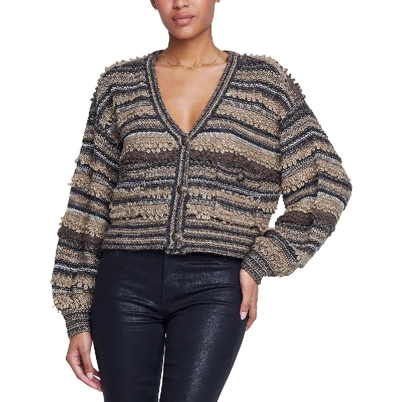 L'Agence Womens Harriet Metallic Striped Cardigan Sweater