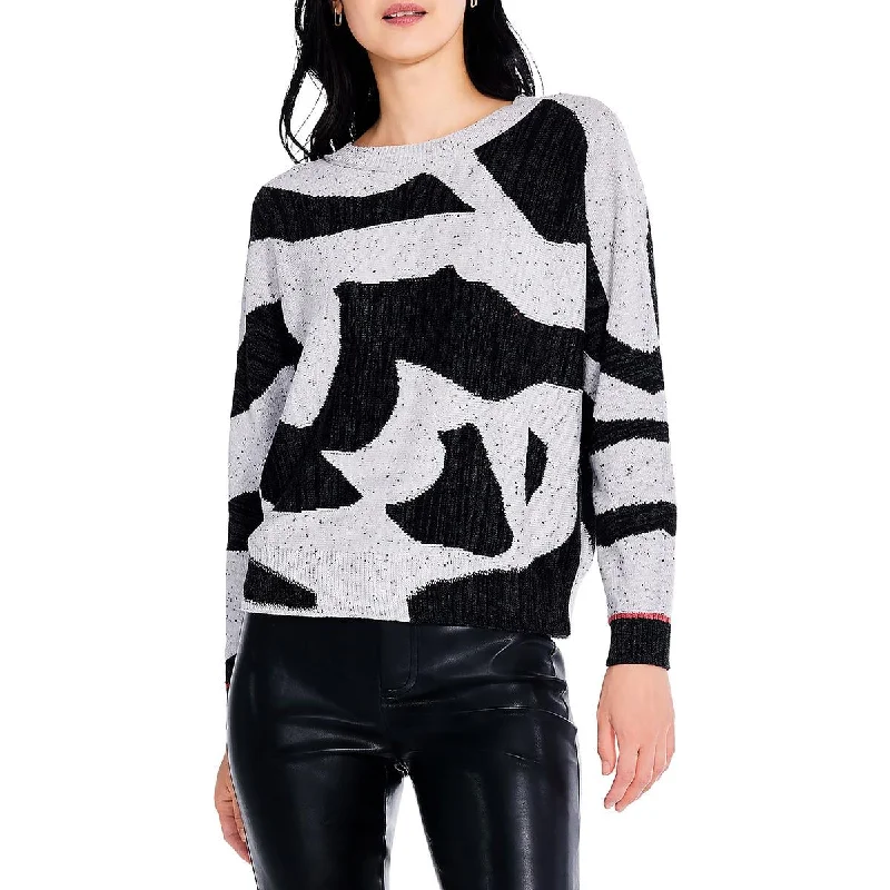 Nic + Zoe Womens Printed Dolman Pullover Sweater