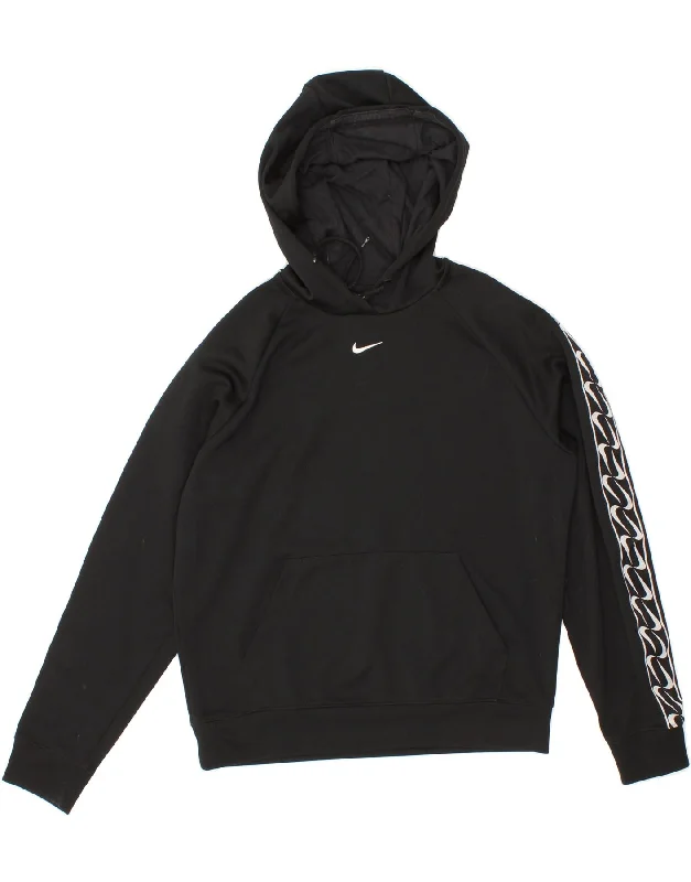 NIKE Womens Oversized Hoodie Jumper UK 6 XS Black Cotton