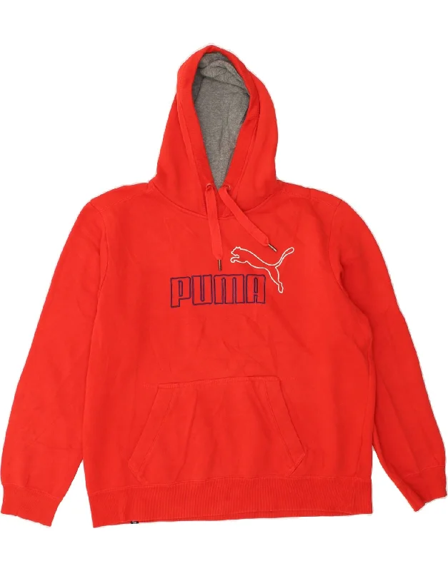 PUMA Womens Graphic Hoodie Jumper UK 16 Large Red Cotton