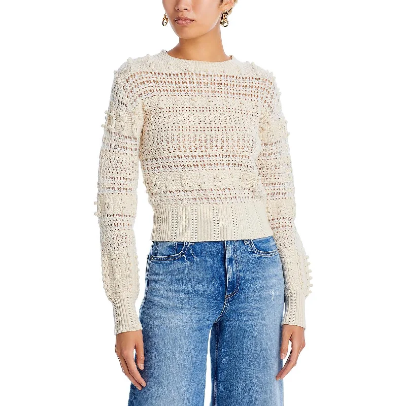 Rag & Bone Womens Wool Crochet Trim Crewneck Sweater