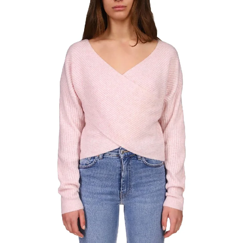 Sanctuary Womens Waffle V-Neck Wrap Sweater