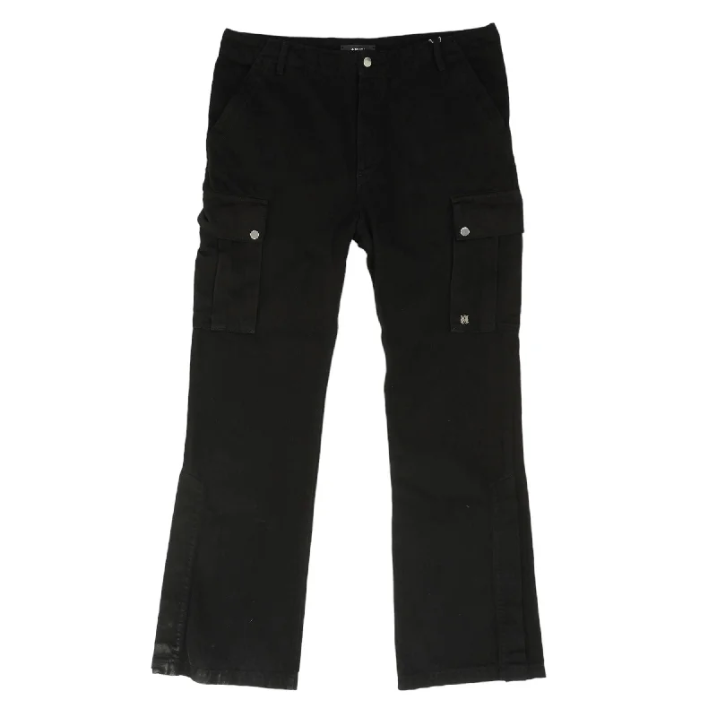 Black M65 Flared Denim Cargo Pants