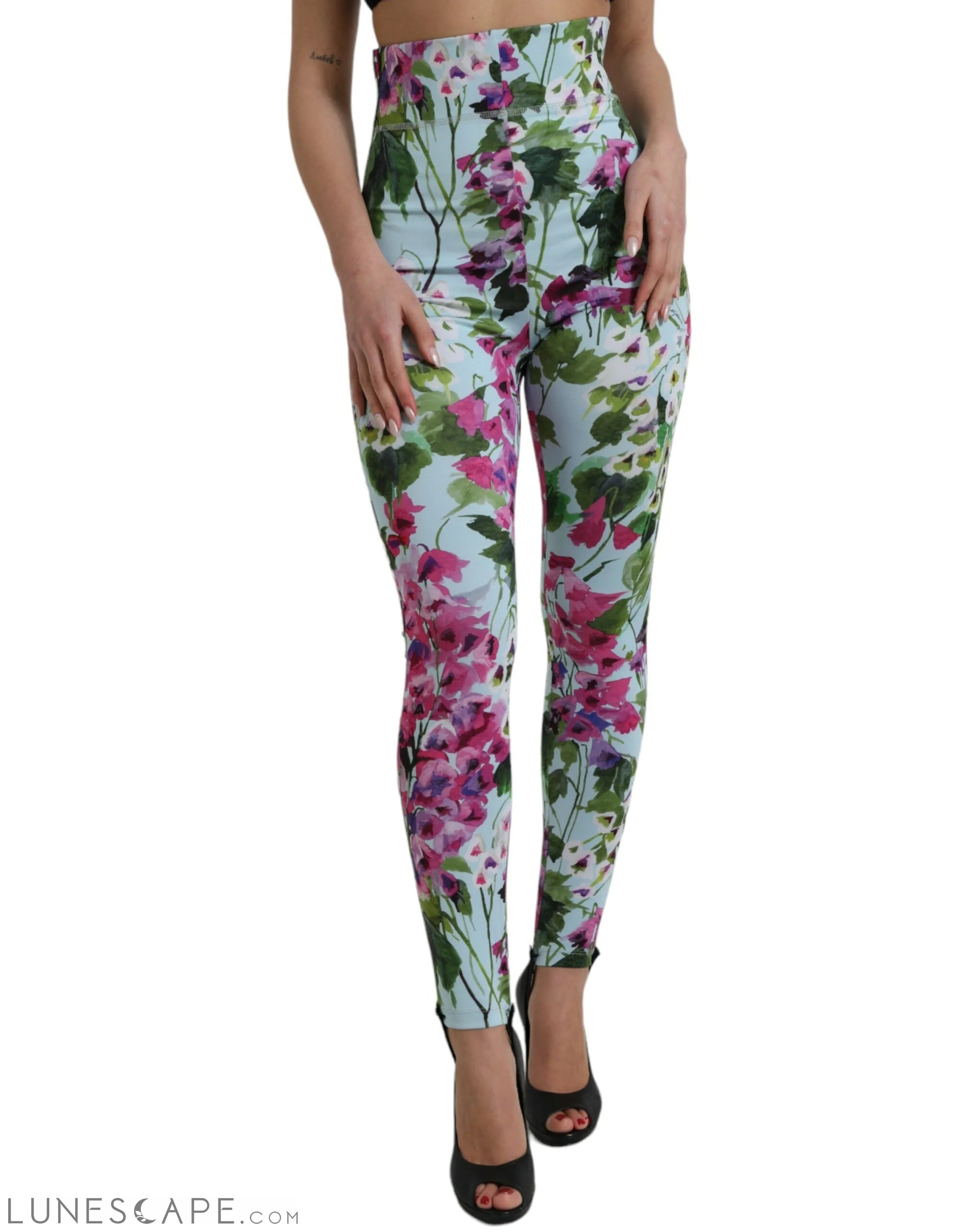 Dolce & Gabbana Elegant Floral High-Rise Leggings Pants