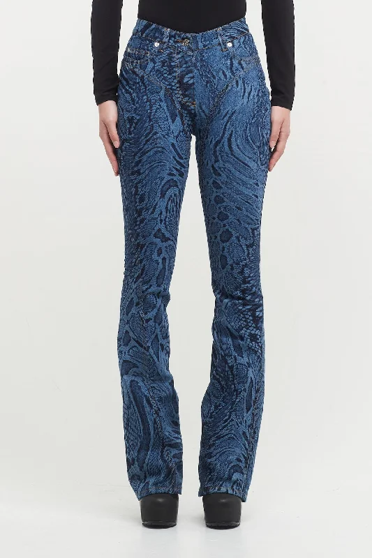 Mugler Laser Snake Denim Pants