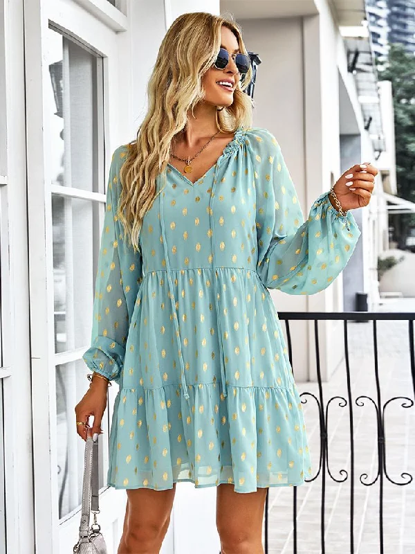 FashionSierra - Vintage Dot Print Boho Chiffon Sundress