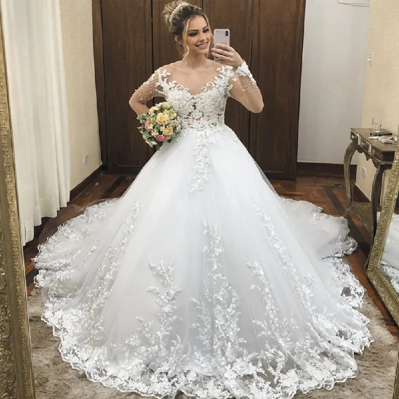 boho wedding dresses ball gown 2020 lace applique beaded off white princess wedding gown 2021