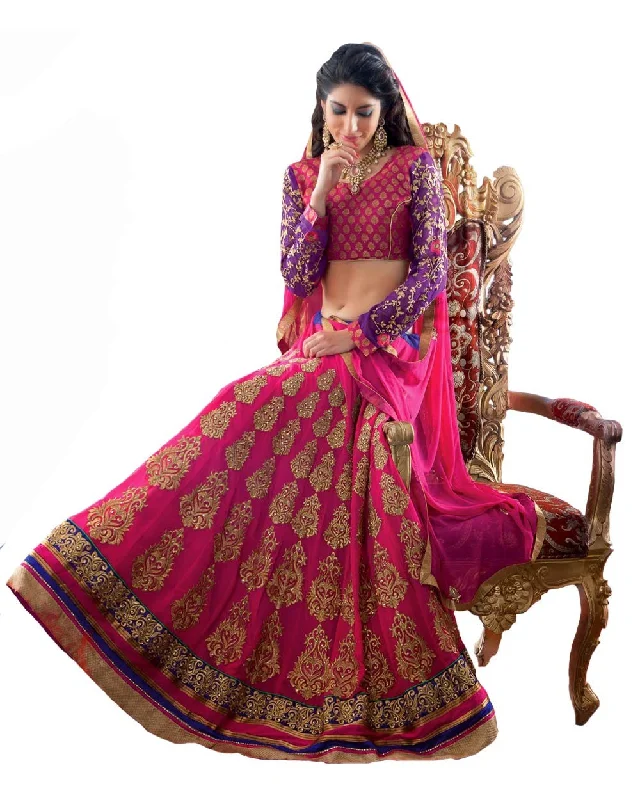 Deep Pink Color Net Lehenga