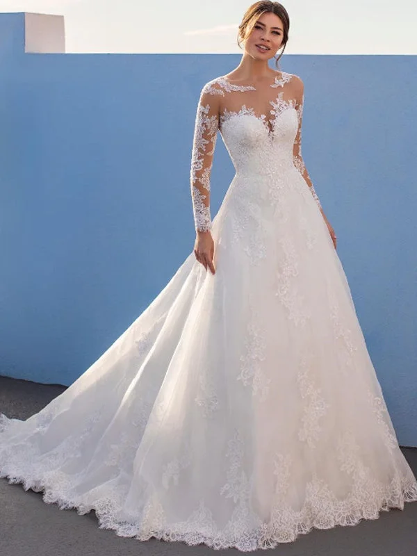 Elegant Sweetheart Lace A-line Cheap Long Wedding Dresses Online,RBWD0027