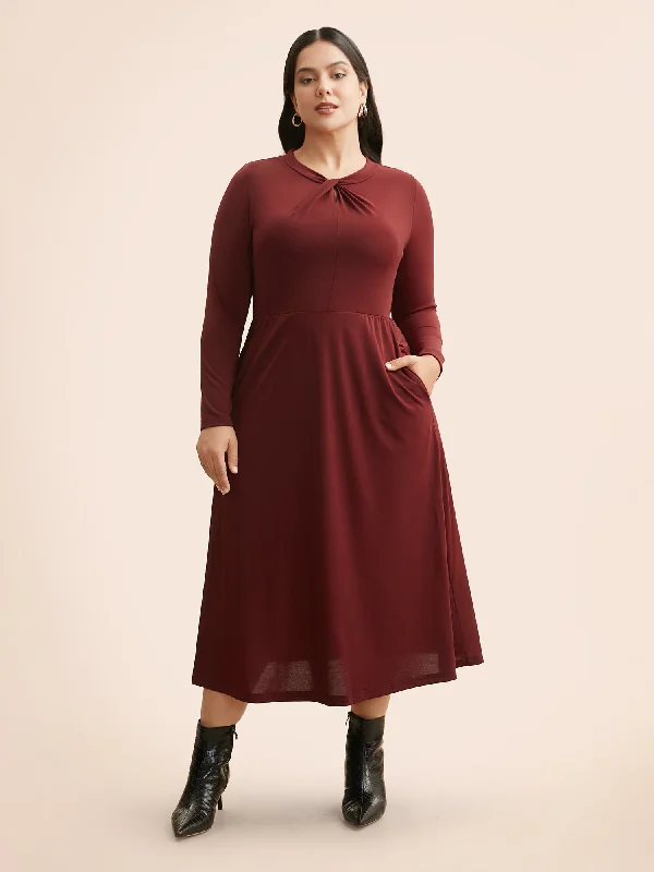 Plain Twist Neck Midi Dress Forever 21 midi dresses