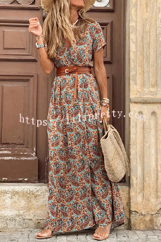 Lilipretty Forgotten Story Paisley Maxi Dress (belt Included)