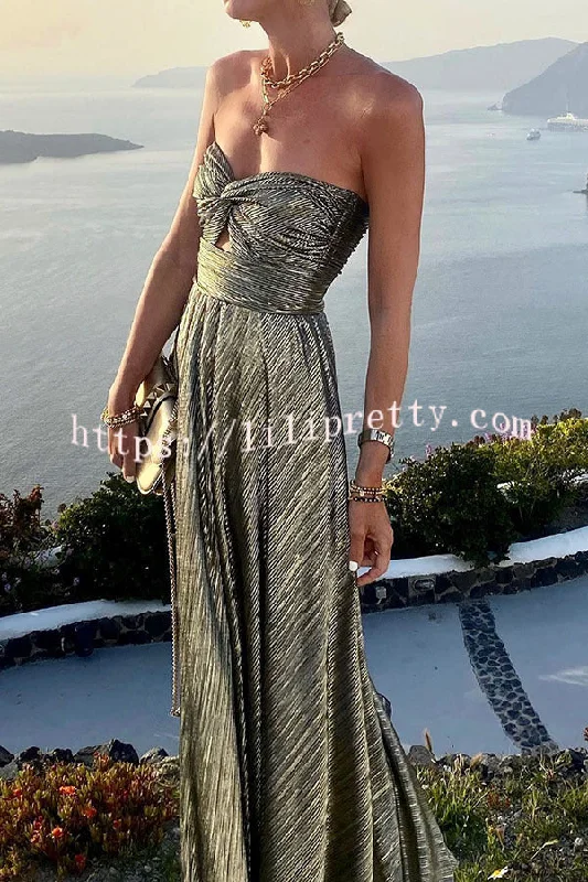 Lilipretty Shimmer Please Off Shoulder Maxi Dress