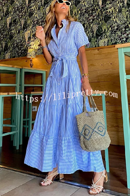 Lilipretty Sunday Morning Stripe Shirt Maxi Dress