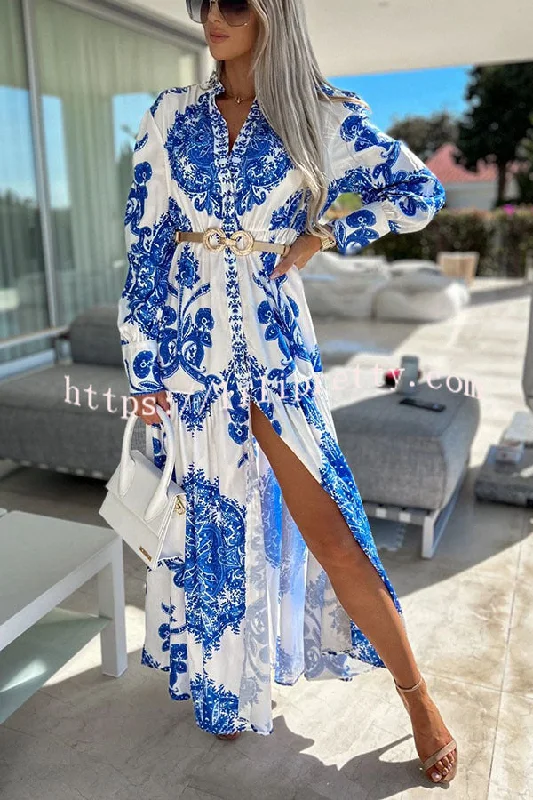 Lilipretty Sunshine on The Horizon Baroque Print Maxi Dress