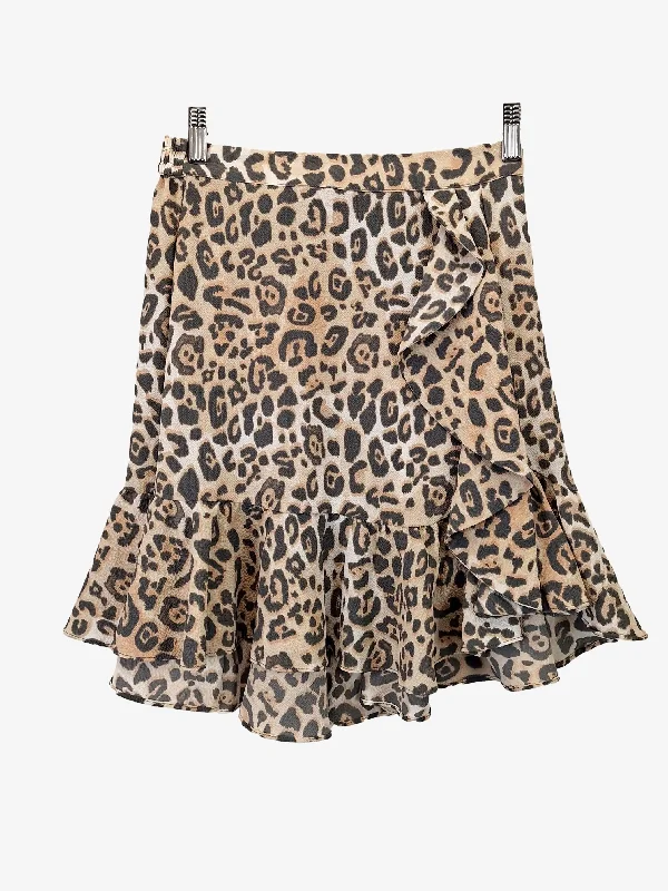 Decjuba Stylish Leopard Ruffle Mini Skirt Size S