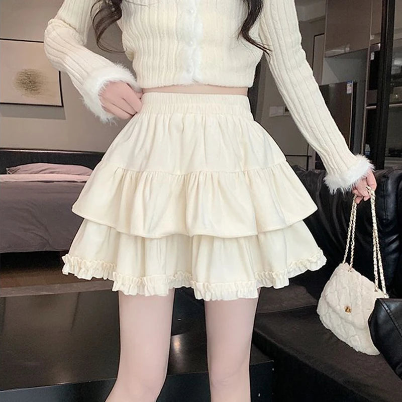 Znbbw Elegant High Waist Mini Skirt Women Korean Fashion Folds A Line Skirts Y2K Casual Female Summer Ball Gown Skirt New