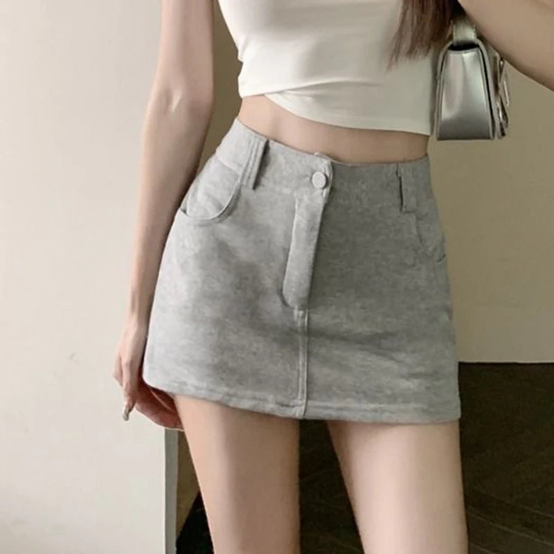 Znbbw Fashion Sexy Mini Skirt Women Korean Letters Embroidery Slim Skirts Y2K High Waist Female Pocket A Line Skirt Summer New