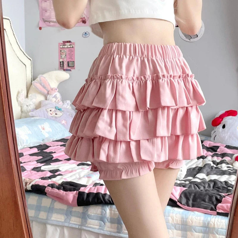 Znbbw High Waist Women Mini Skirts Summer Korean Fashion Ruffle Ball Gowns Skirts Casual Female All Match Cute A Lien Skirt New