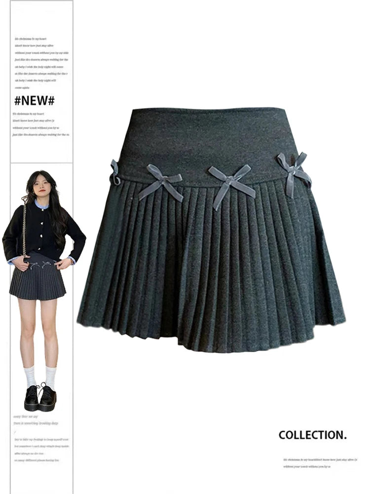 Znbbw Women A-line Pleated Skirt Vintage Y2k 90s Aesthetic Mini Skirt Harajuku Korean Streetwear Fashion Bow Skirt 2000s Clothes 2024