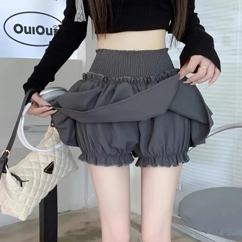 Znbbw Women Cute Puffy Skirt Elegant Female Design Folds Mini Skirt Korean Style Fashion High Waist Sweet A Line Skirts New