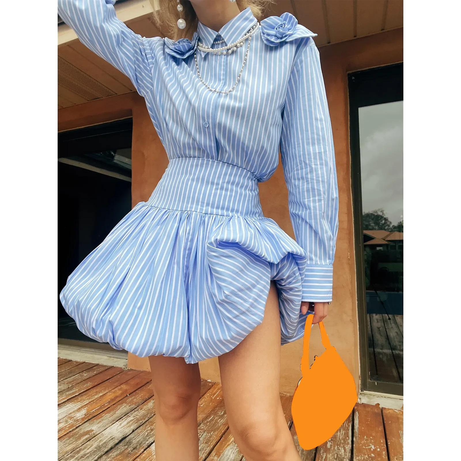 Znbbw Womens Kawaii y2k Aesthetic Mini Bubble Skirts High Waist Ruffle Hem Pleated Short Skirts Retro Puffy A Line Balloon Skirts