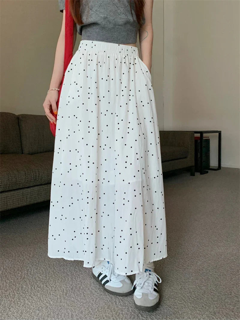 Polka Dot Vintage A-line Sweet Long Skirt