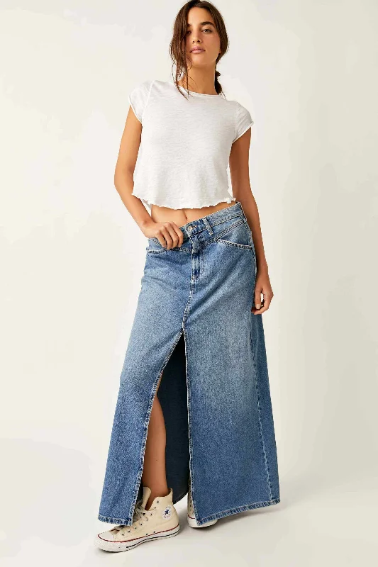 Come As You Are Denim Maxi Skirt Sapphire Blue