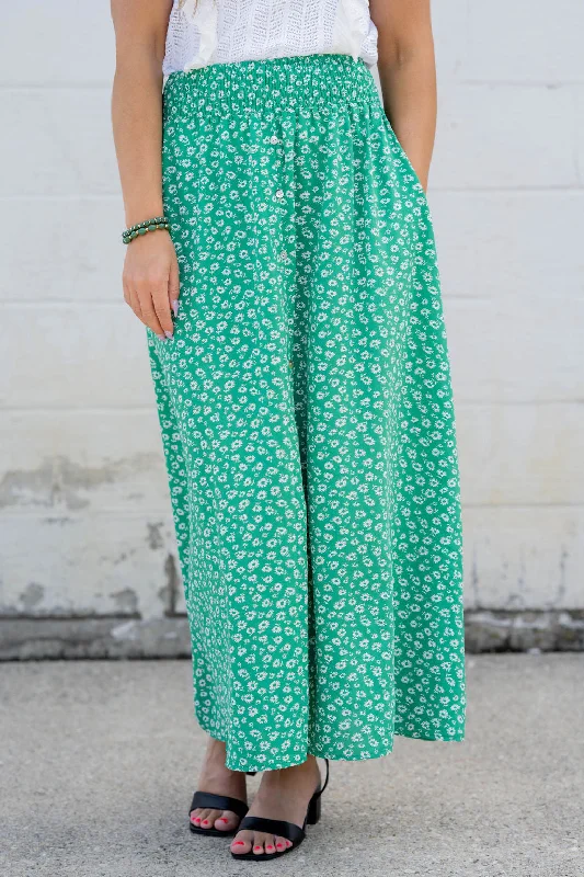 Daisies Button Accented Maxi Skirt