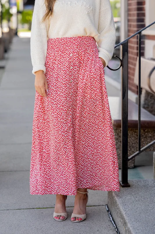 Petunia Button Accented Maxi Skirt