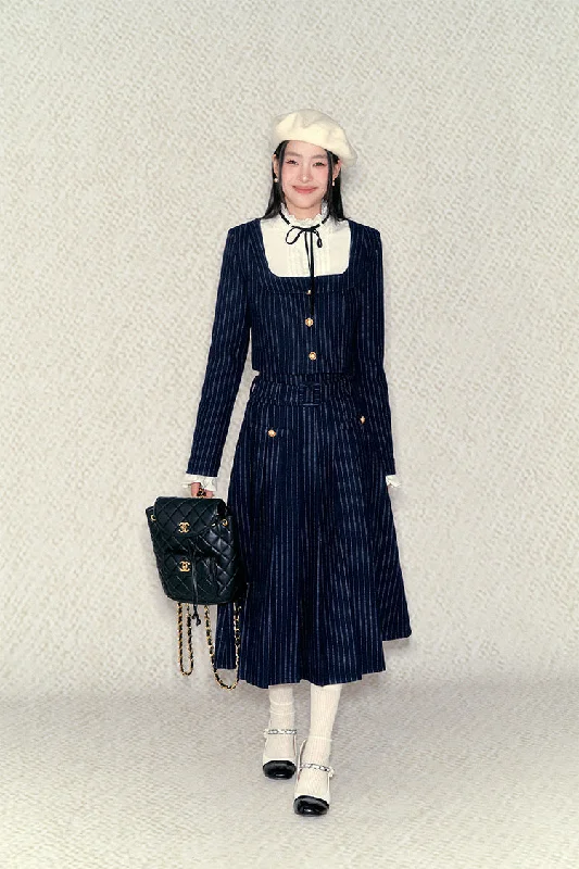 [Underpass] Vintage Collegiate Shirt and Long Skirt Set