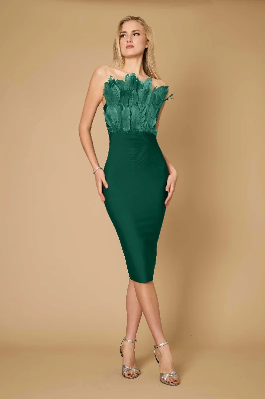 Bodycon Bandage Short Feather Formal Cocktail Dress