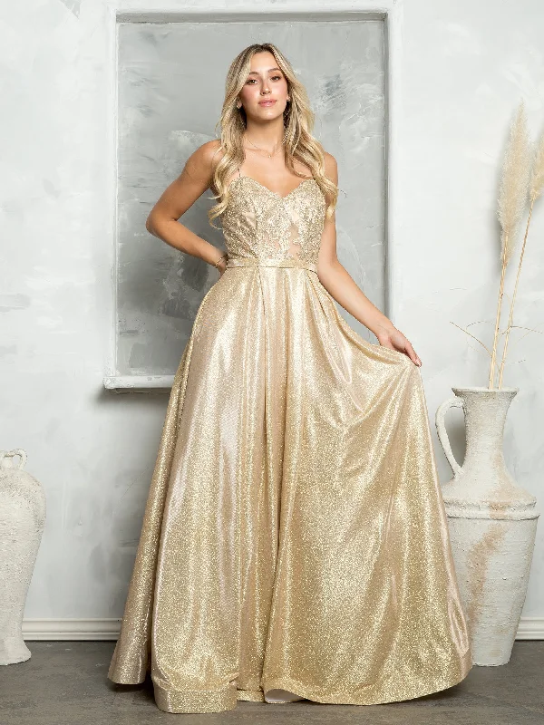 Eva Fashion 3478 Long Ball Gown Metallic Formal Prom Dress