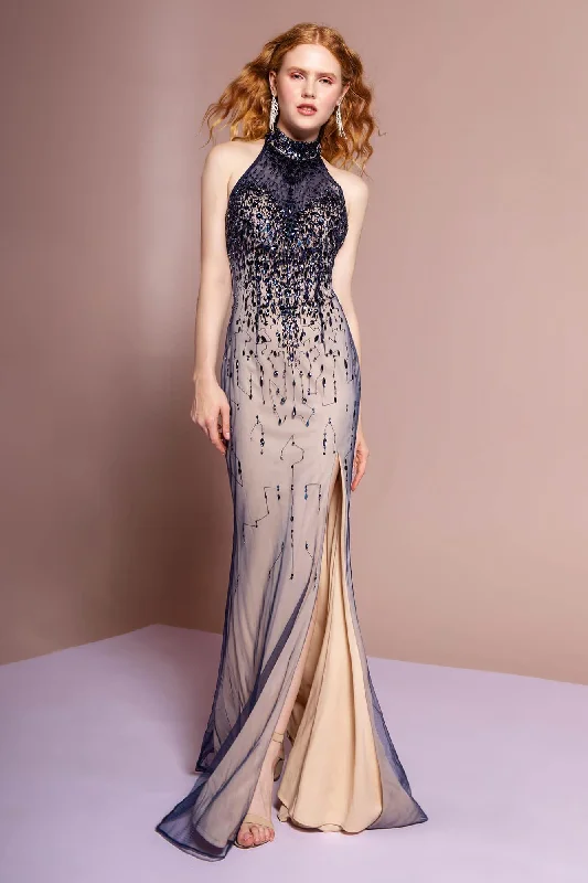 Prom Long Formal Dress Halter Neck Evening Gown