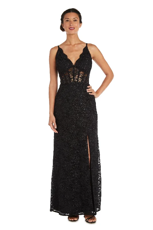 Morgan & Co 12938 Long Spaghetti Strap Evening Gown