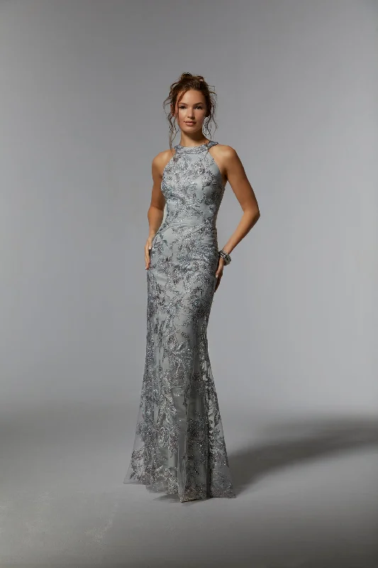 Silver 10 MGNY Madeline Gardner New York 72939 Long Formal Gown Sale