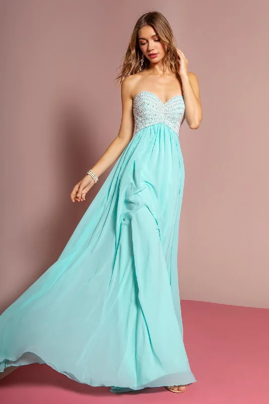 Strapless Long Prom Evening Gown