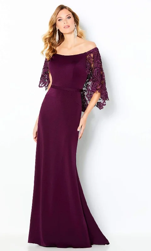 Cameron Blake - 220632 Draped Cape Off-Shoulder Mother of the Bride Dress