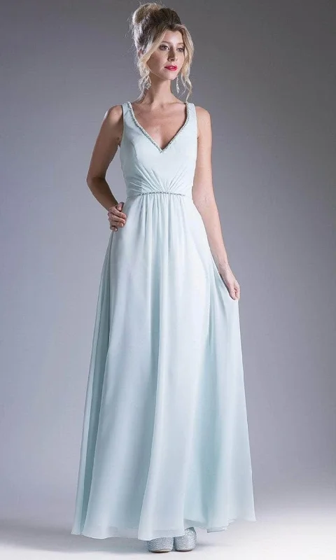 Cinderella Divine 1012 - V Neck Beaded Chiffon Dress