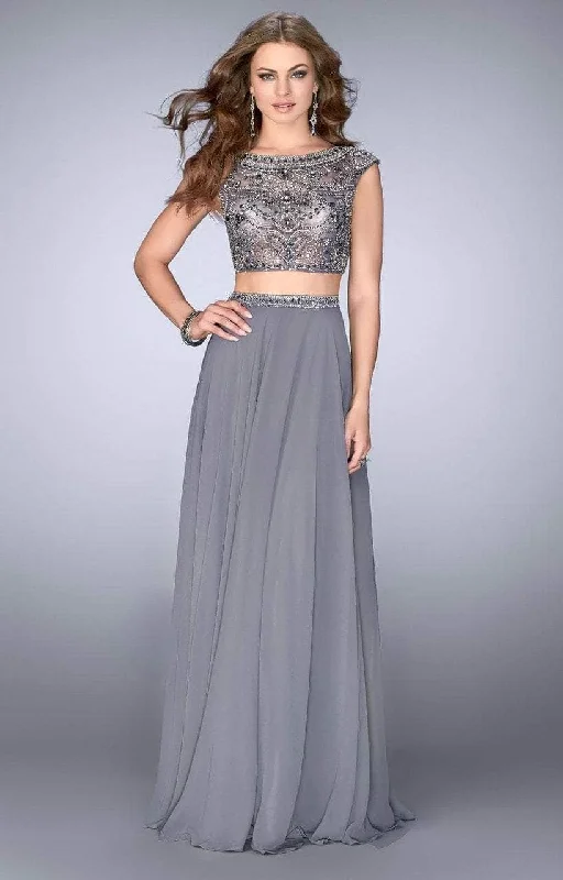 La Femme - Embellished Cap Sleeve Prom Dress 24493SC