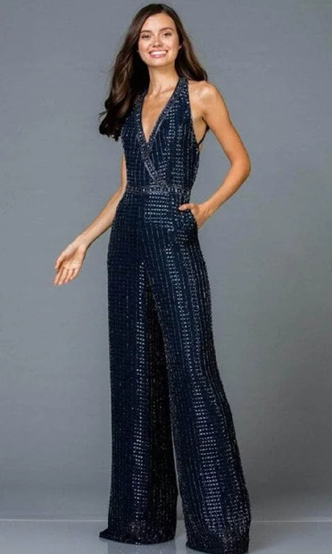 SCALA - V-Neck Lattice Jumpsuit 48941