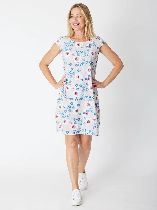 COTTON PRINT DRESS - BLUE FLEUR 27903-S