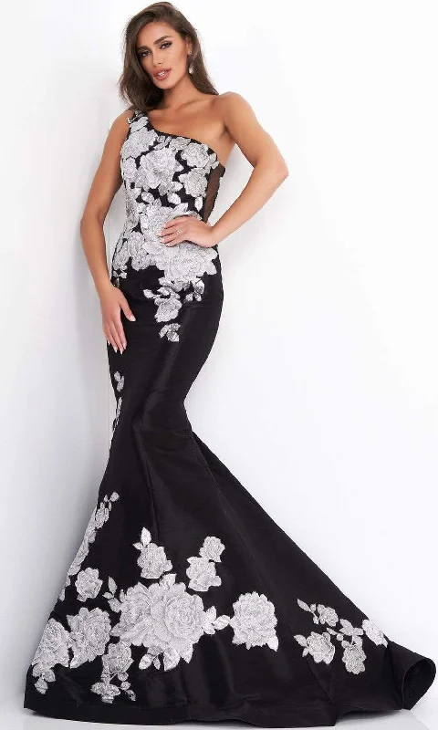 Jovani - 3918 Floral One Shoulder Mermaid Dress