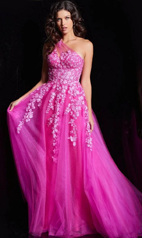 Jovani 39318 - Floral Asymmetrical Prom Dress