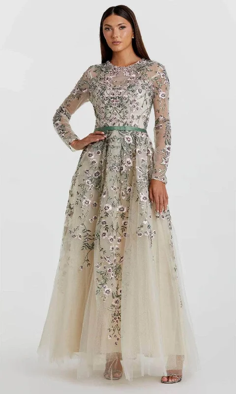 Mac Duggal 20580 - Floral Illusion Long Sleeve Evening Dress