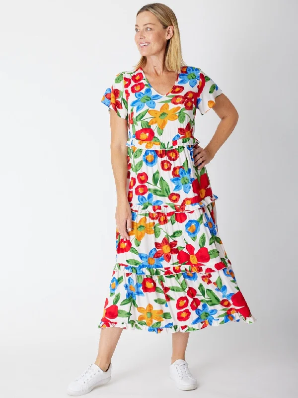 Printed Tier Dress - Flower Bed 26997-S