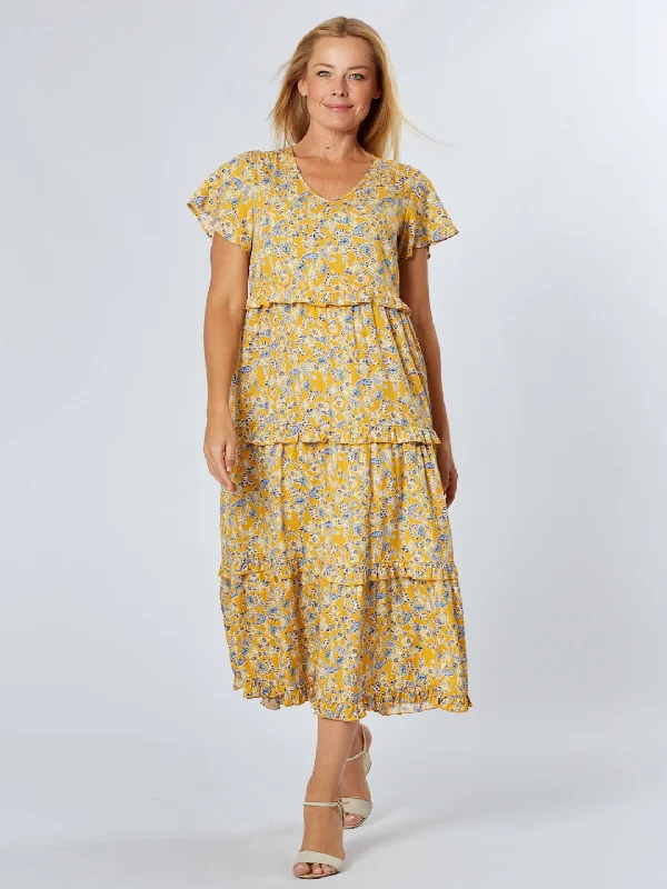 Printed Tier Dress - Honey 26997-S